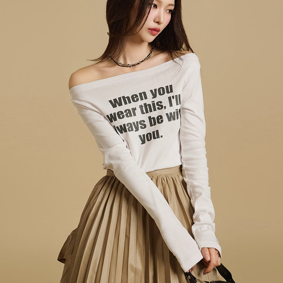 E3714 印花露肩T恤