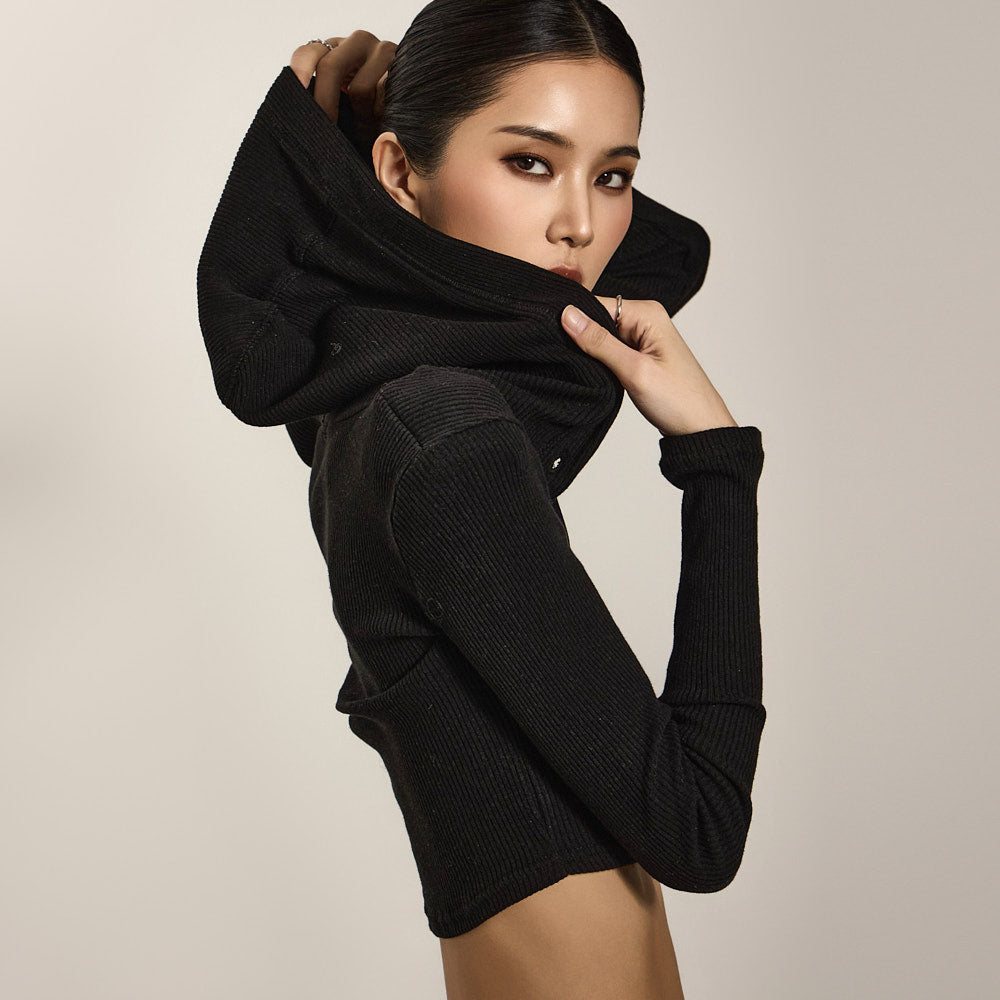 E3726 纽扣连帽上衣