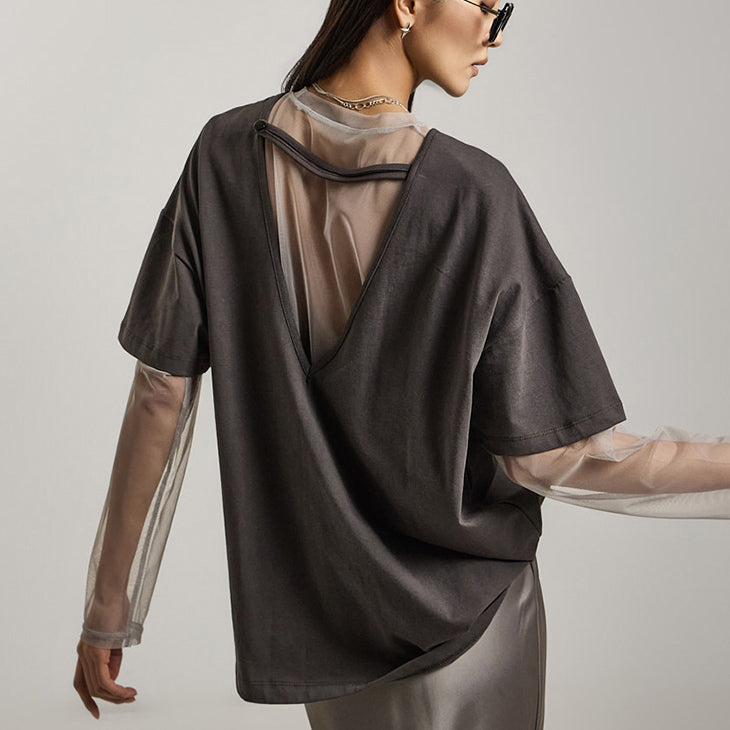 E3732 Back Slit T-shirt