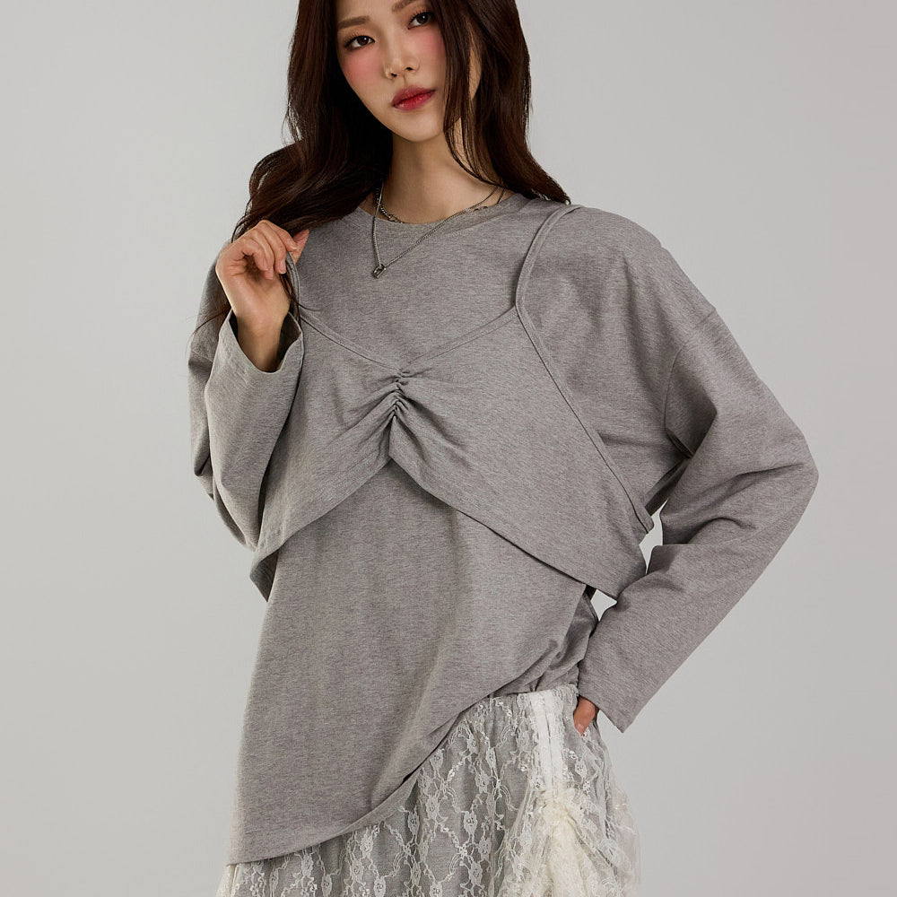 E3738 紧身胸衣层叠T恤