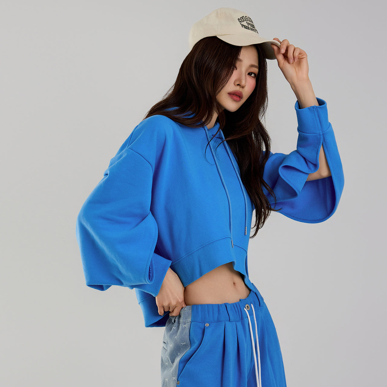 E3741 Asymmetric Hooded Top