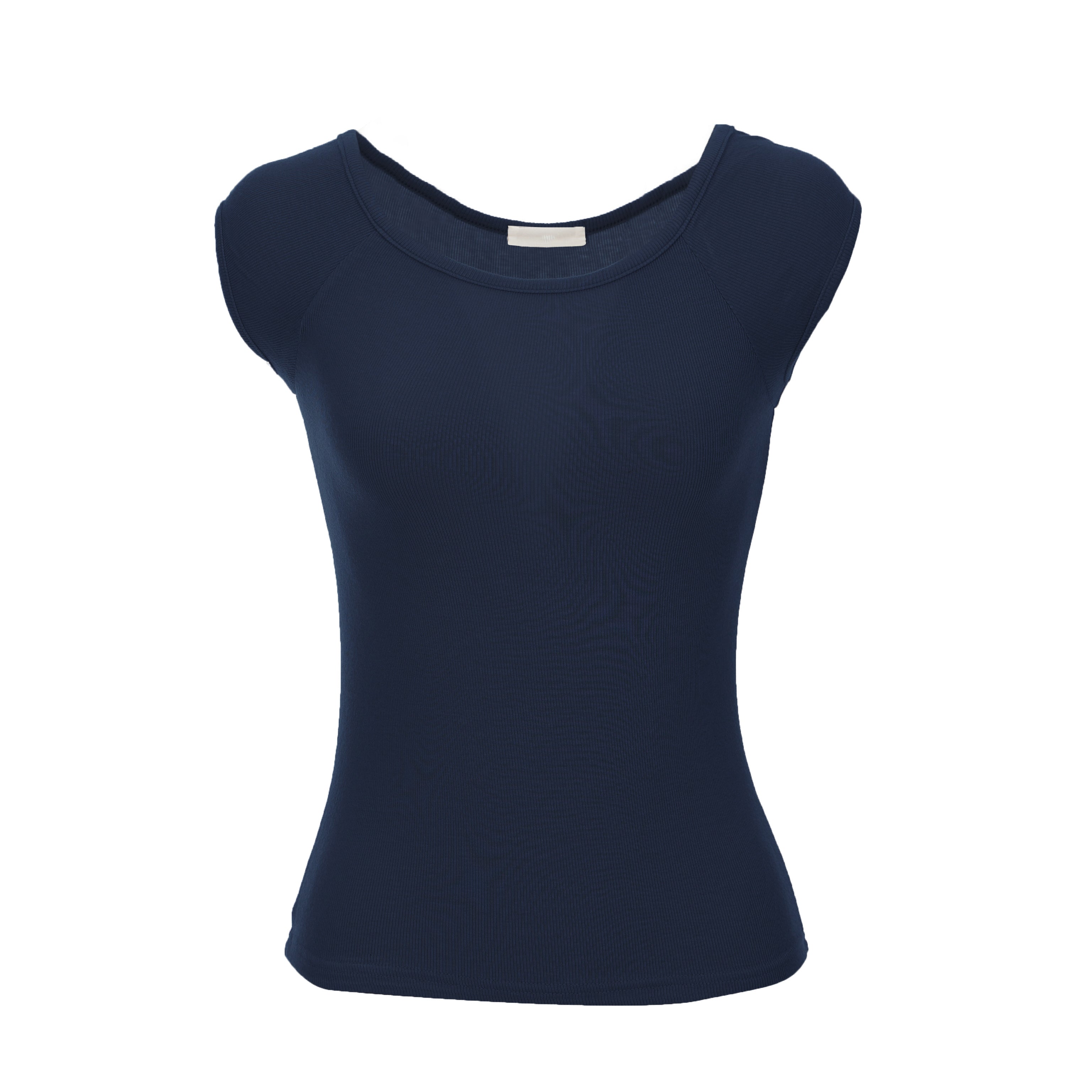 E3747 U-neck Cap Sleeved Top