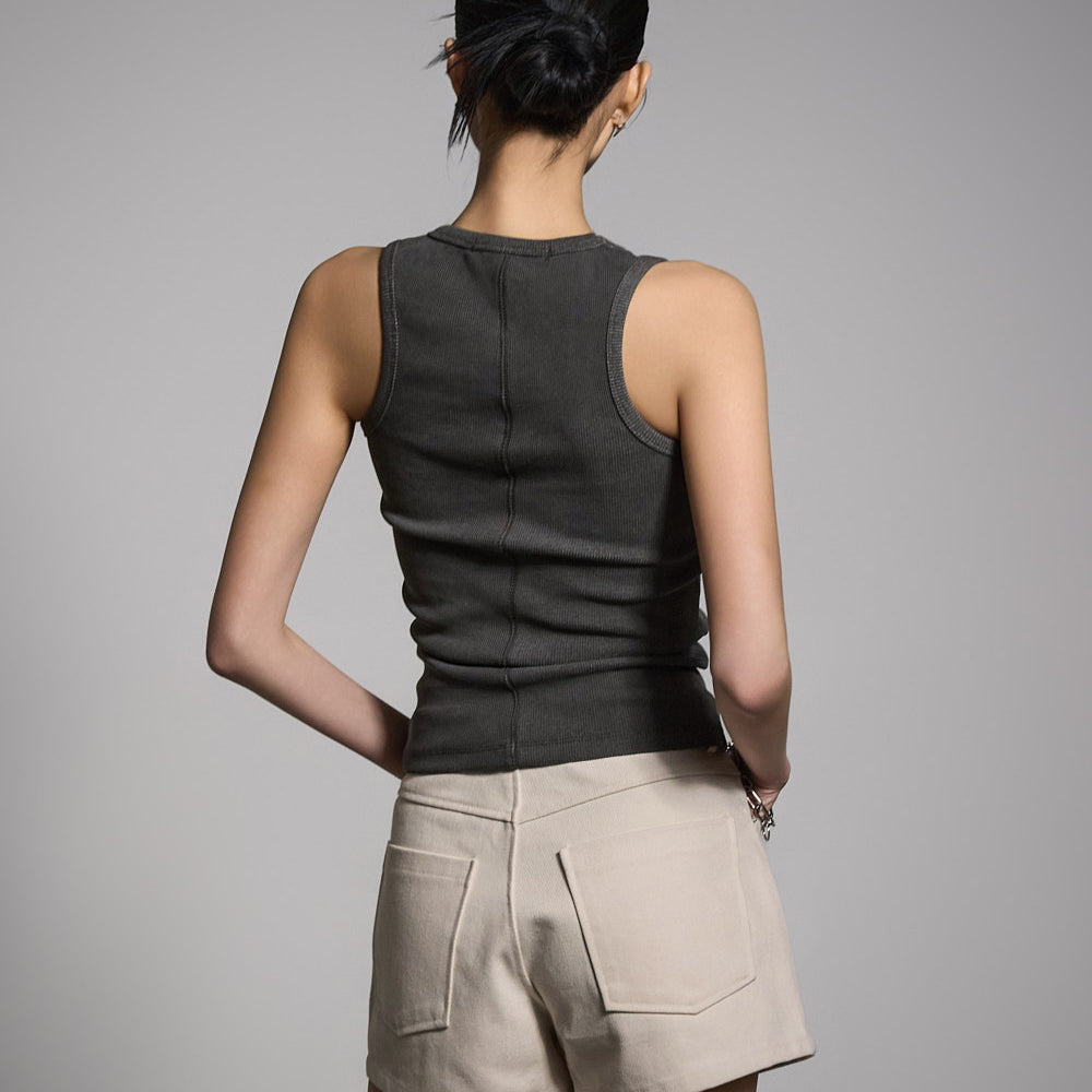 E3759 ベーシック ノースリーブ トップ