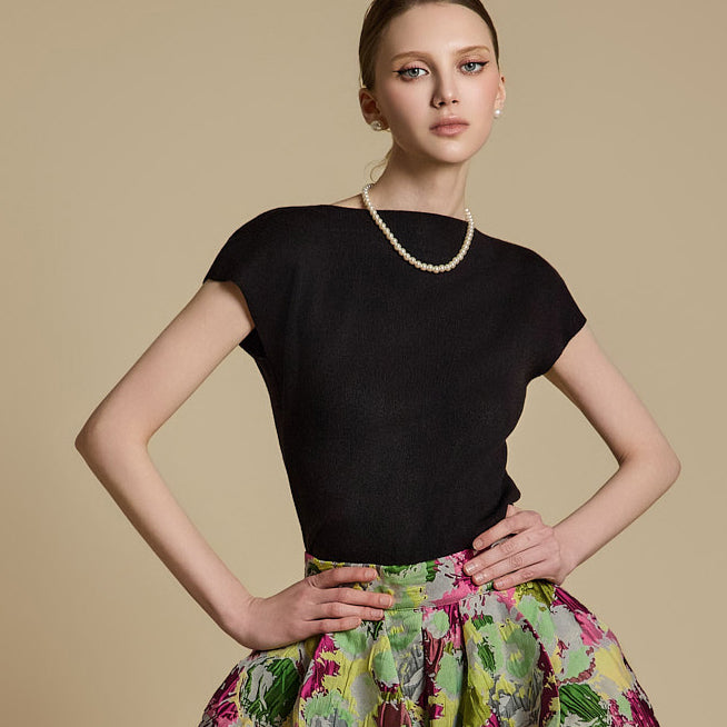 E3783 盖袖针织上衣