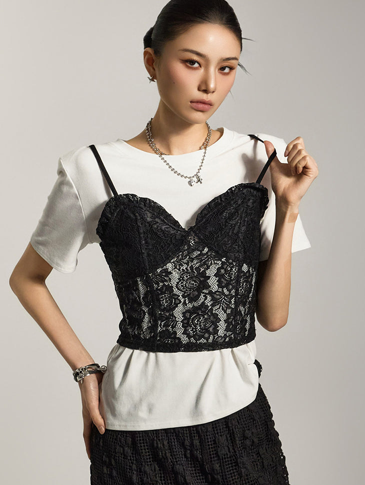 E3799 T-Shirt with Bustier