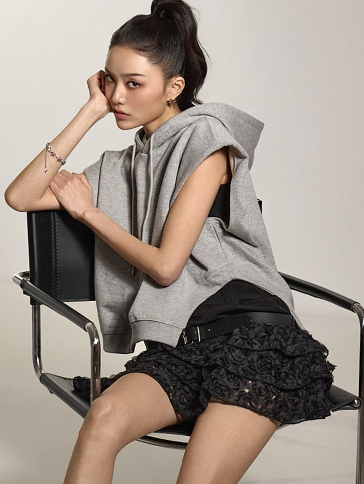 E3829 无袖连帽T恤