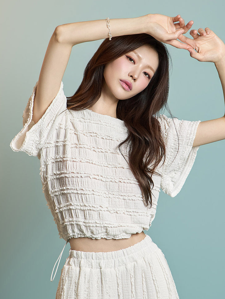 E3841 フリルクロップドトップ