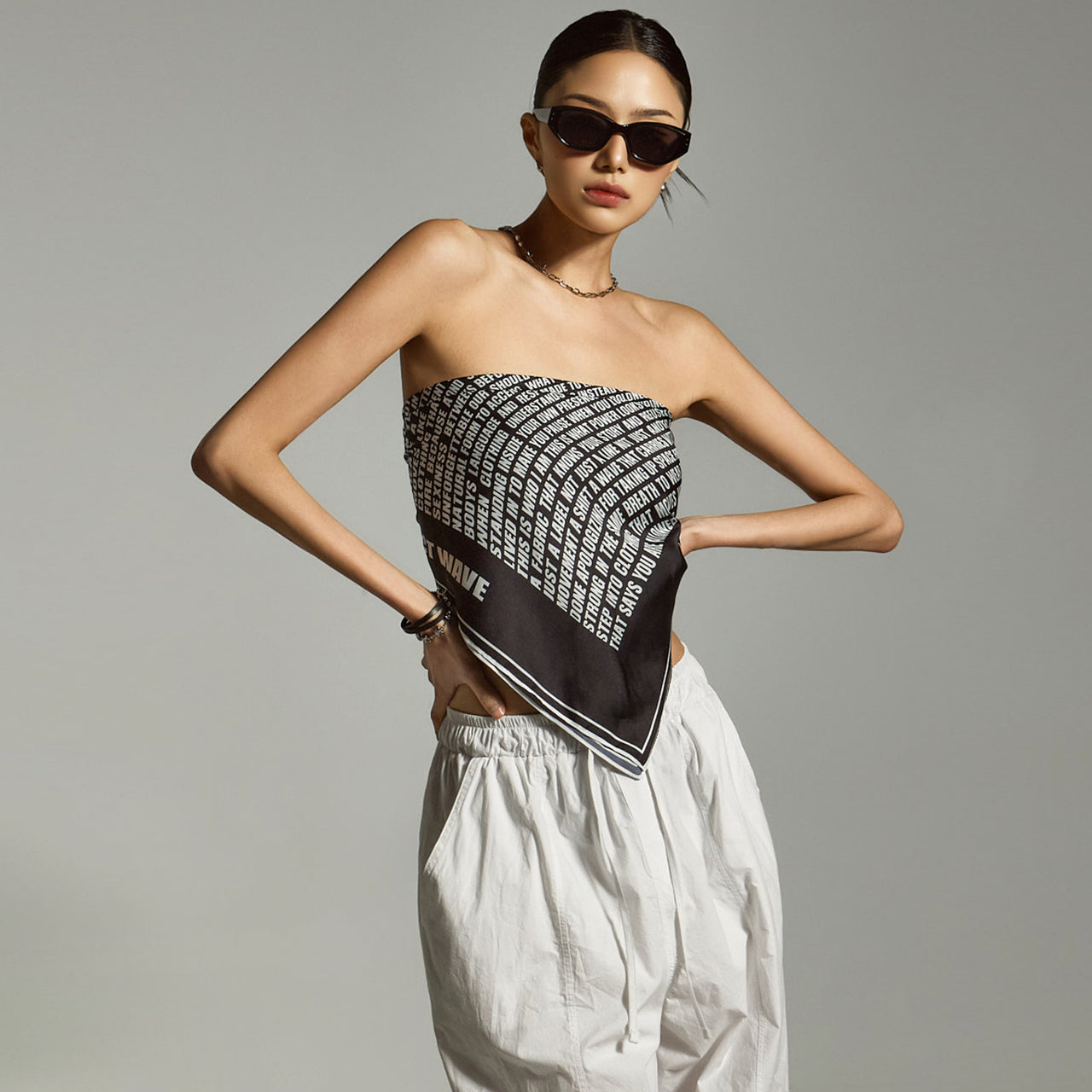 E3851 プリントスカーフトップ