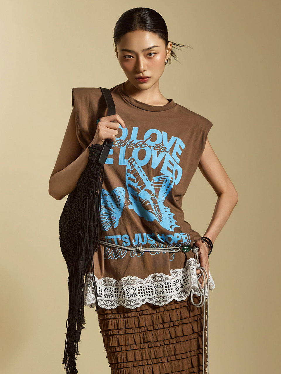 E3855 Printed Sleeveless T-Shirt