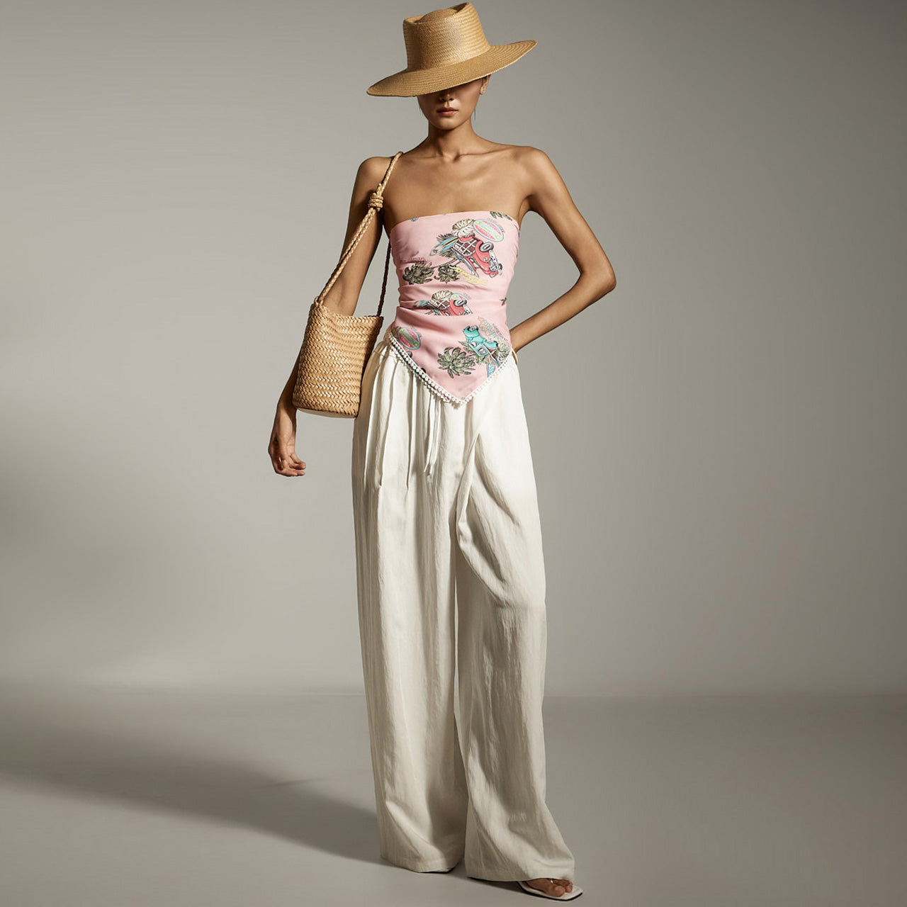 E3874 Scarf Off-Shoulder Top