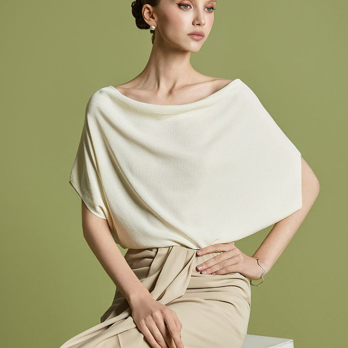 E3890 カウルネックニットトップス