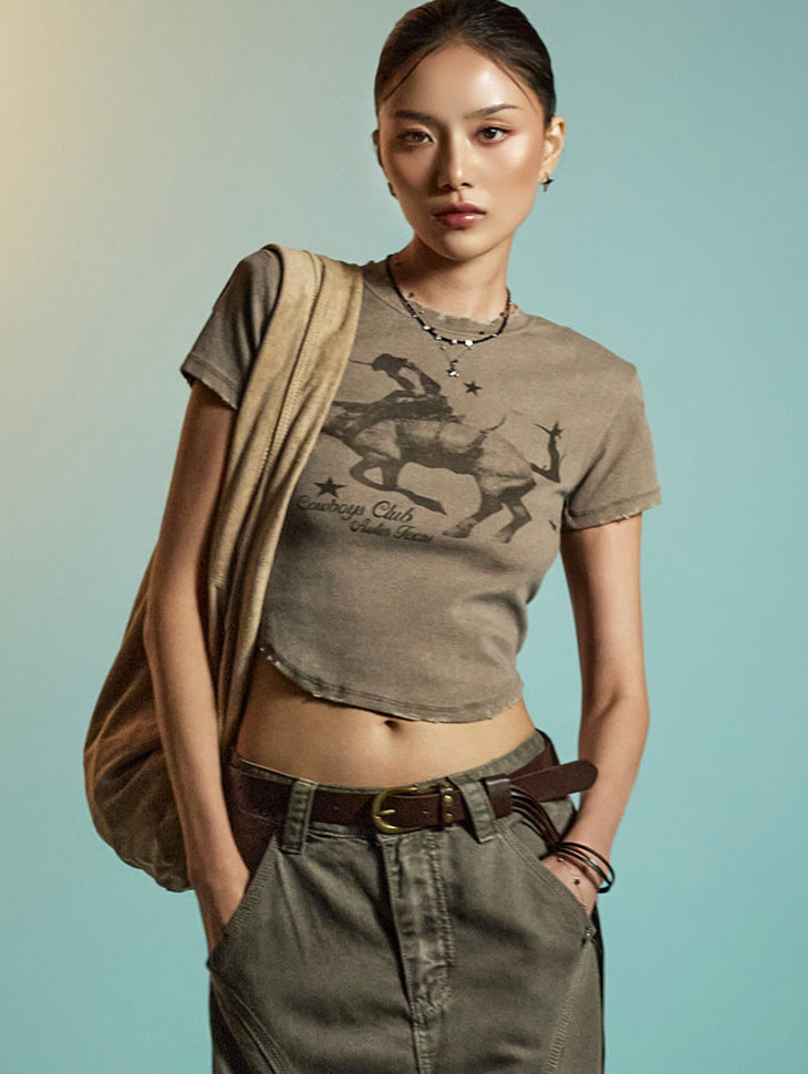 E3920 Crop Shoulder Pad Top