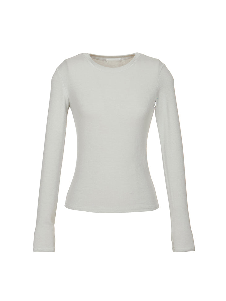 E3931 Ribbed Round-neck Top