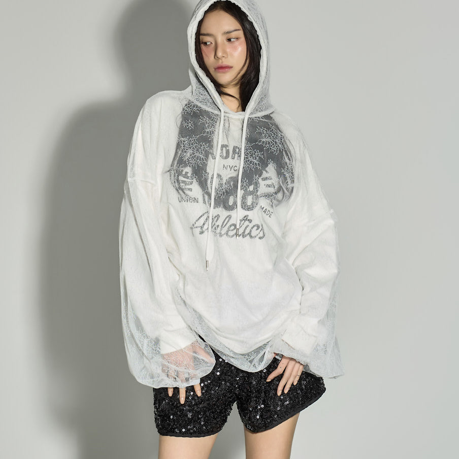 E4097 Lace Hooded Top