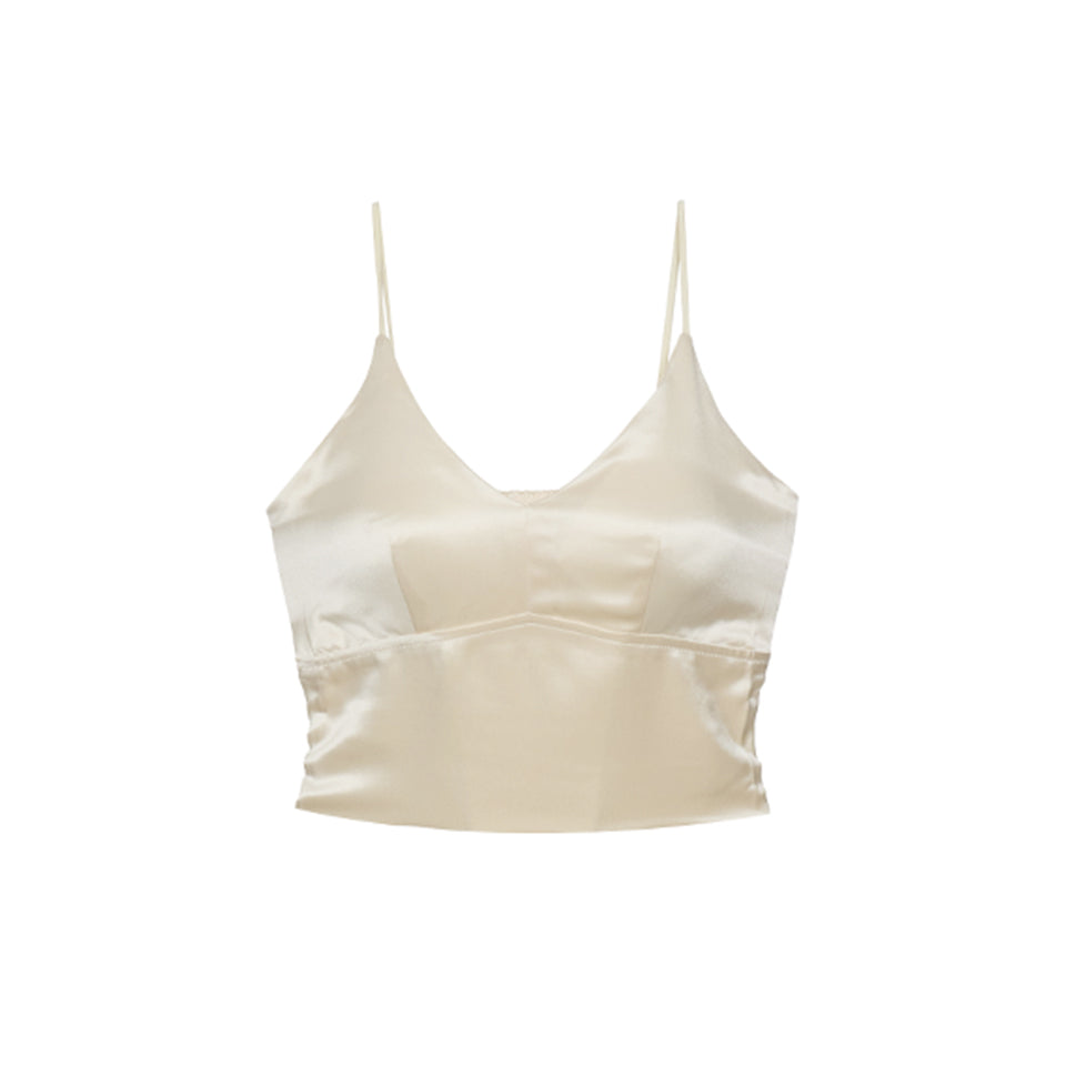 E4191 Molded Cup Satin Sleeveless Top