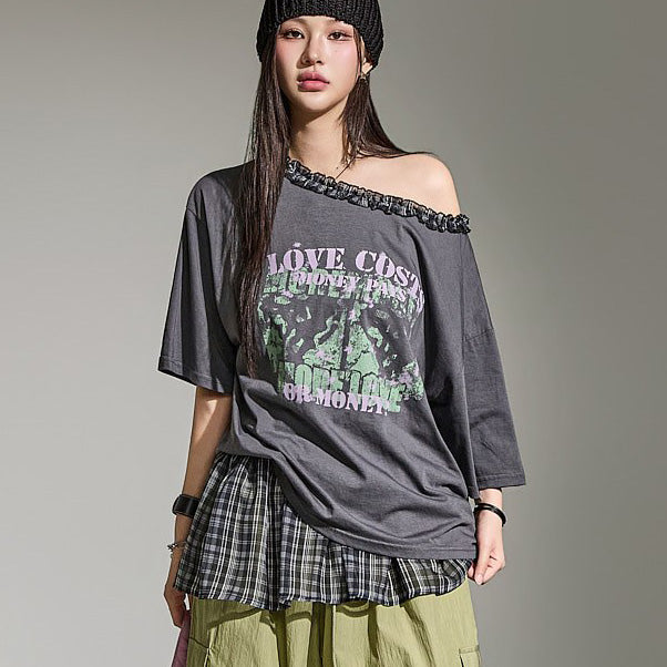 E4279 Check Frill Top