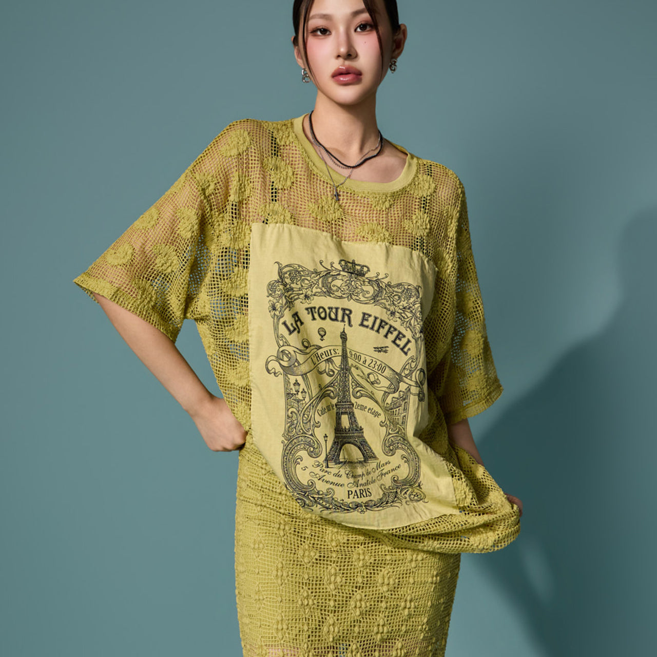 E4347 Lace Mesh Top
