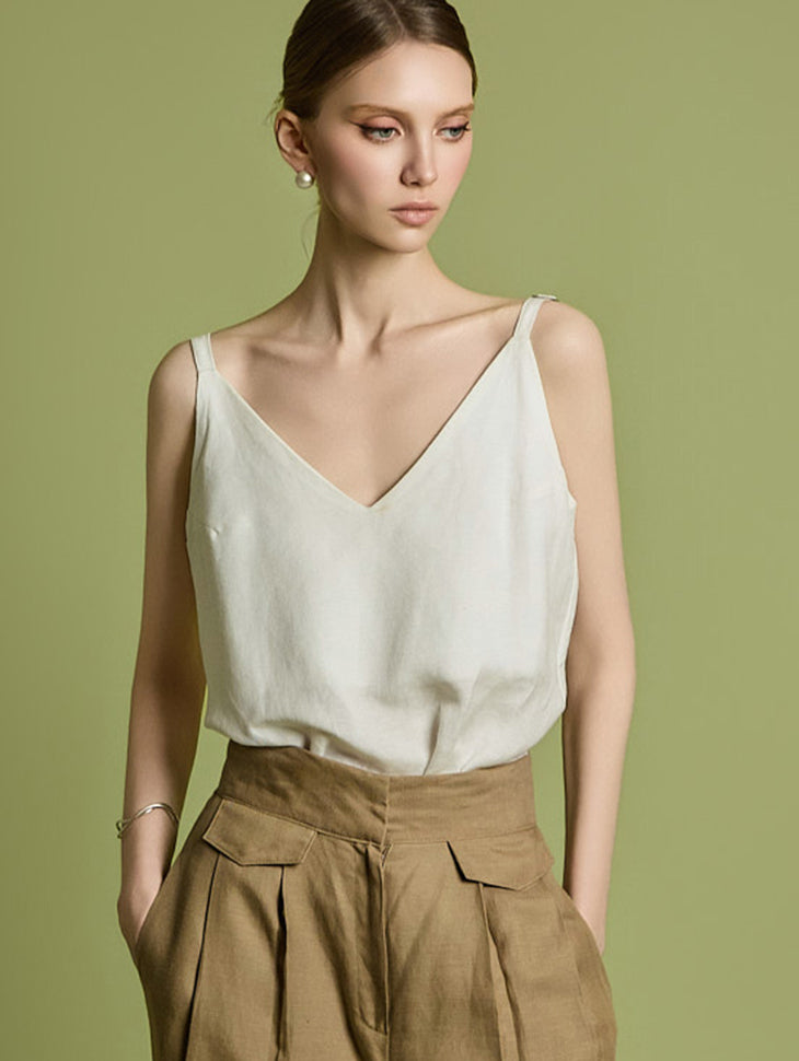 E9032 V领无袖上衣