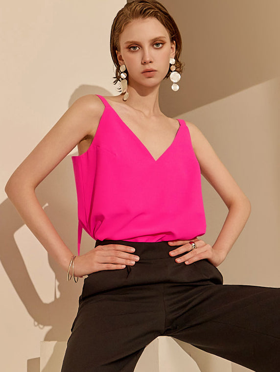 E9034 V领无袖上衣