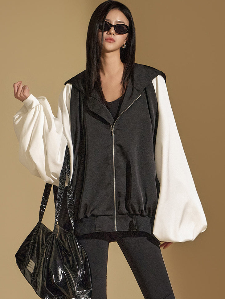 J2351 サテンボリュームジャンパージャケット