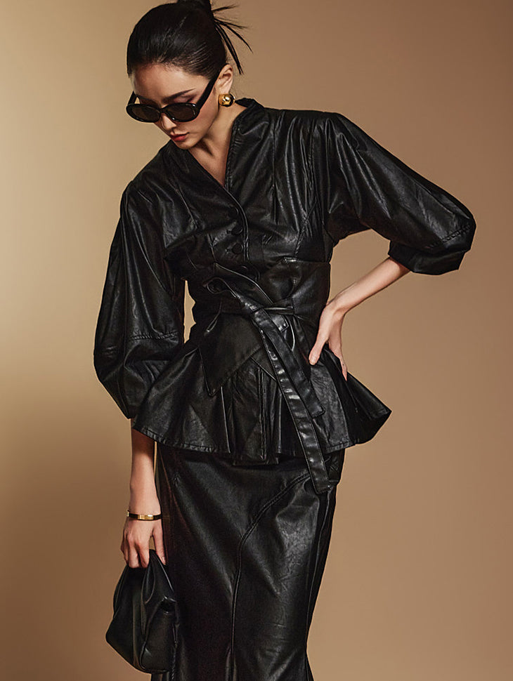 J2364 レザーラインジャケット