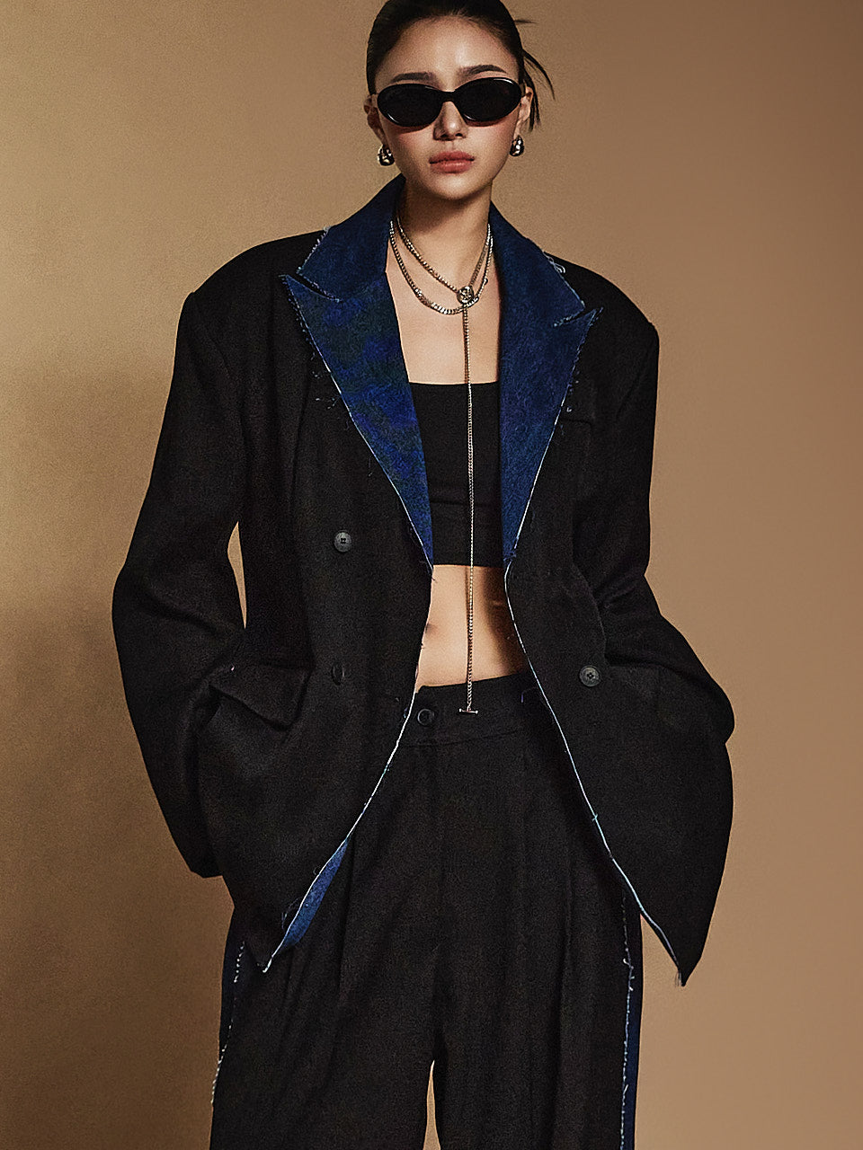 J2367 デニムカラーコントラストジャケット