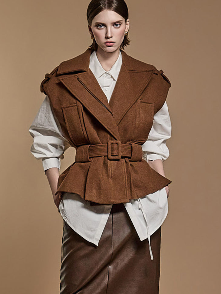 J2415 ウールベスト ベルト付き