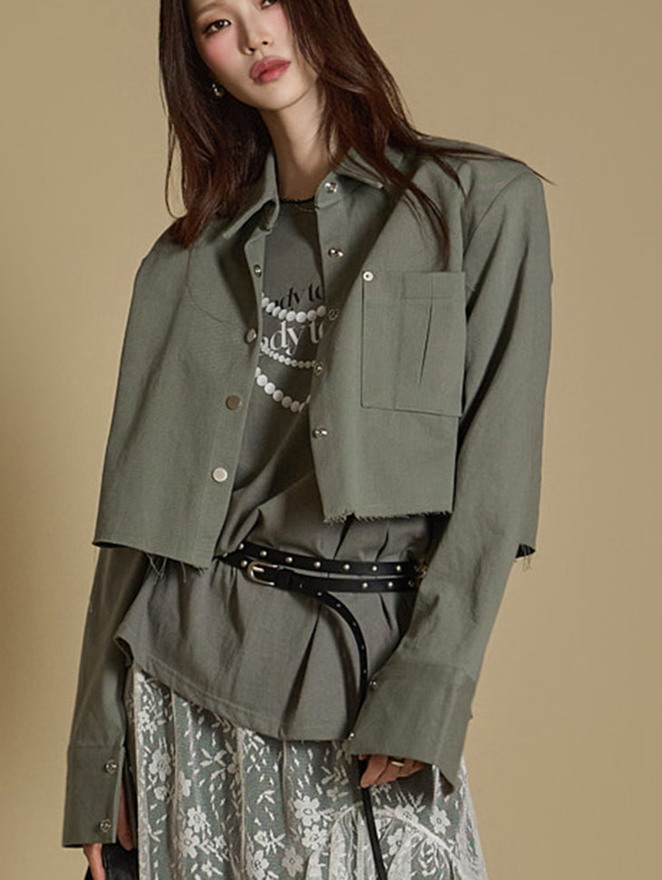 J2635 ショルダーパッド クロップドジャケット