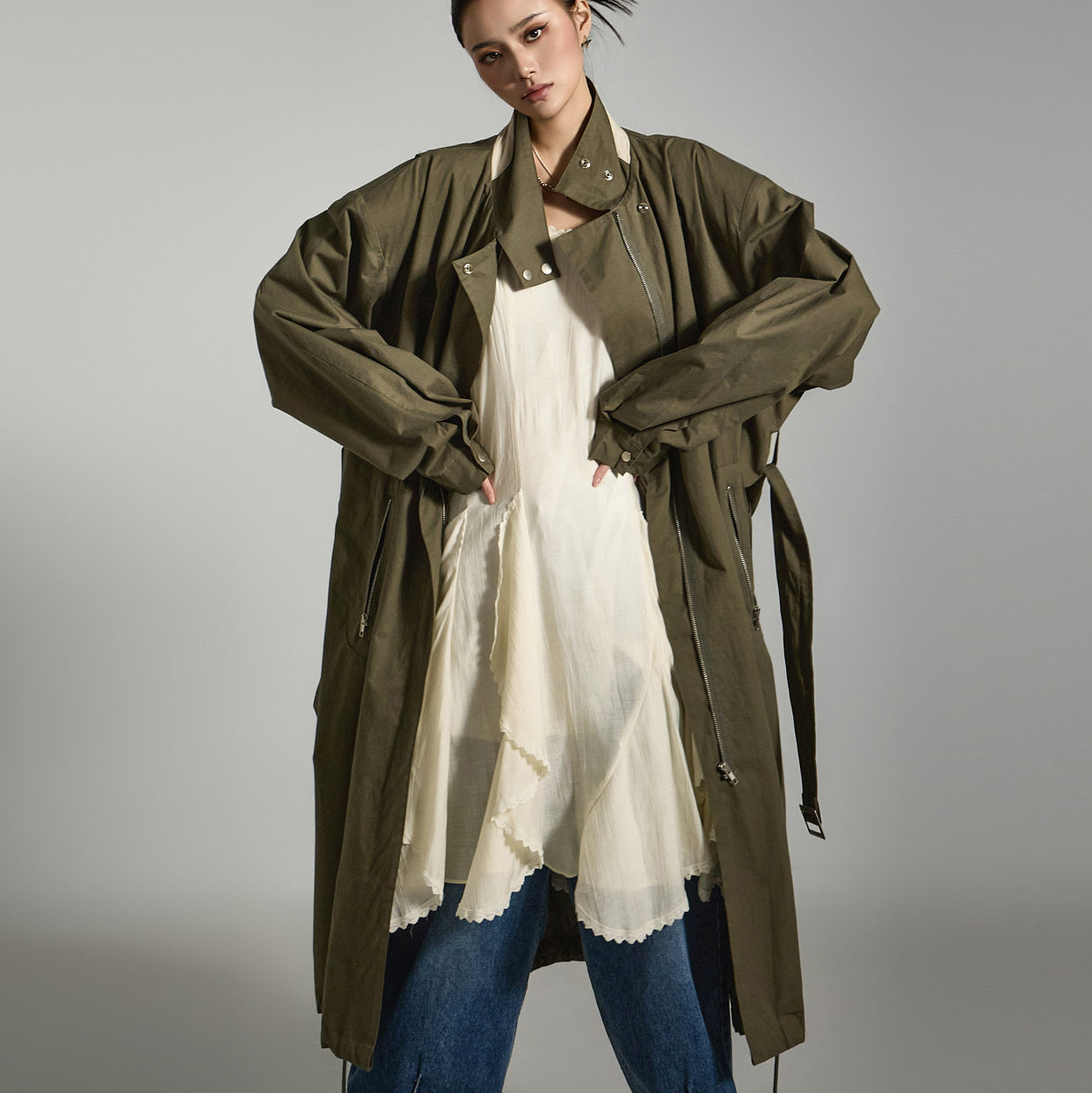 J2651 ベルト付きロングフィールドジャケット