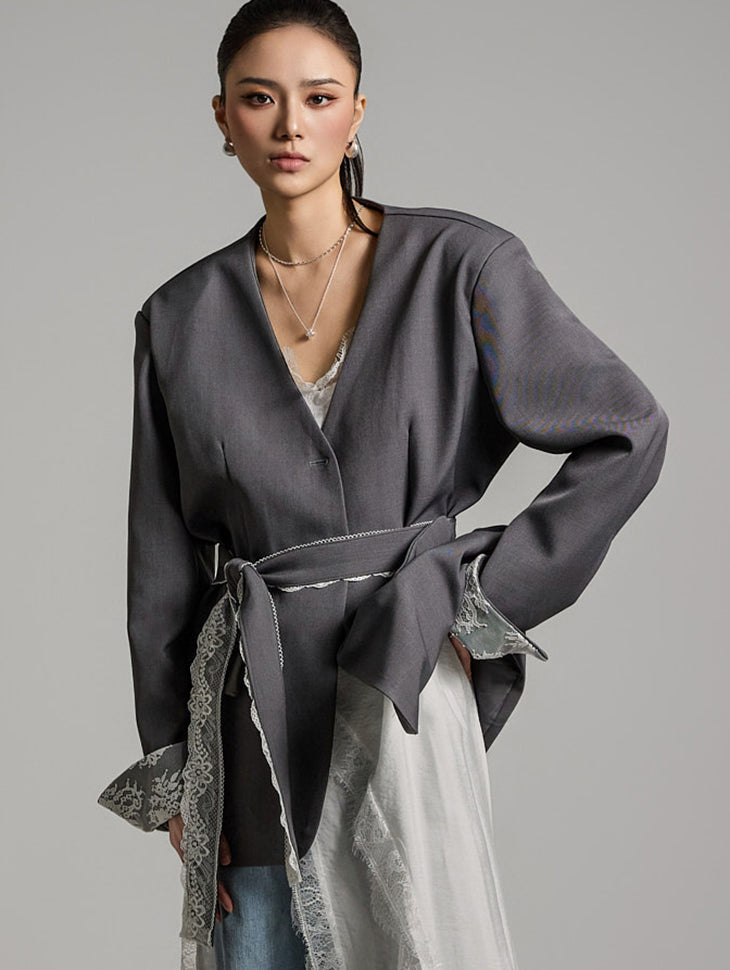 J2690 ストラップ付きレースジャケット