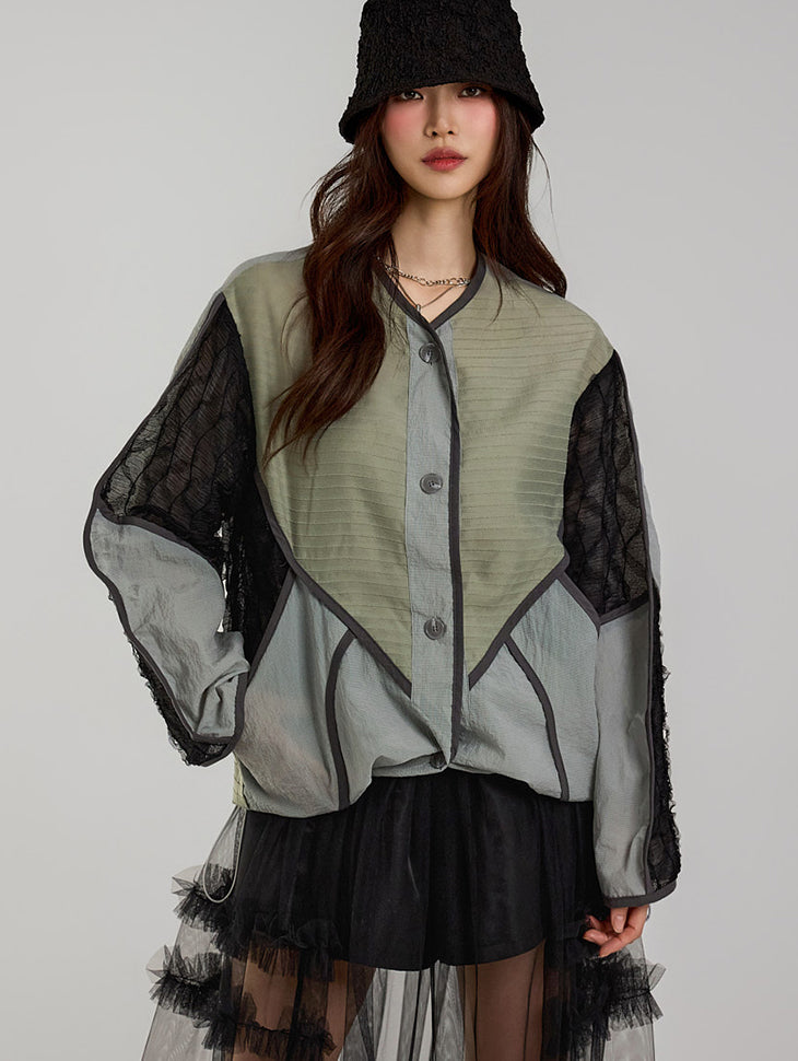 J2695 系带无领夹克