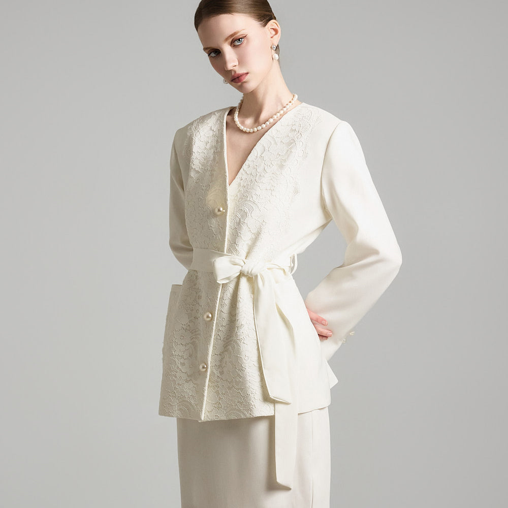 J2704 Lace Jacket with Belt