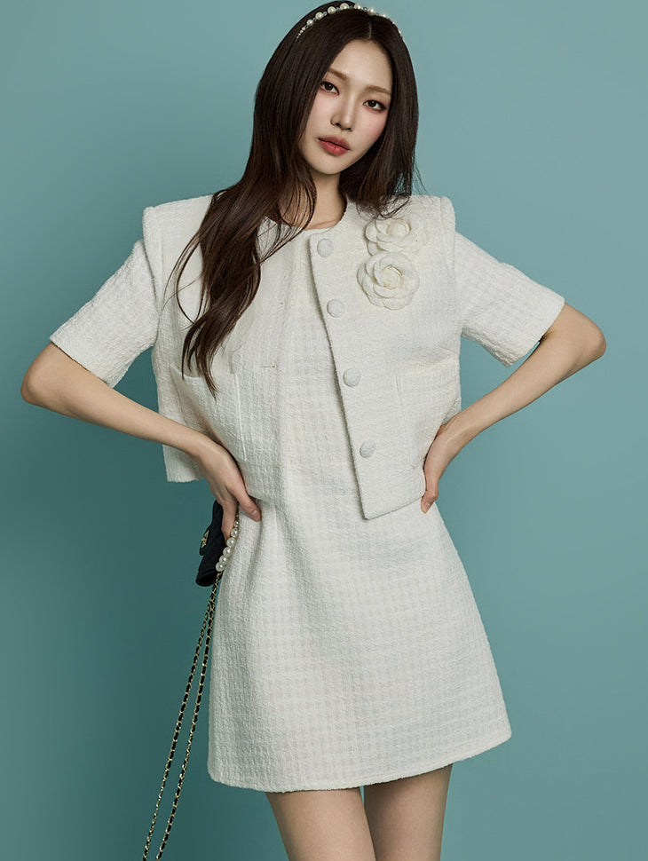 J2722 Tweed Jacket with Corsage