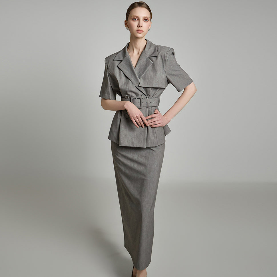 J2728 ベルト付き半袖ジャケット