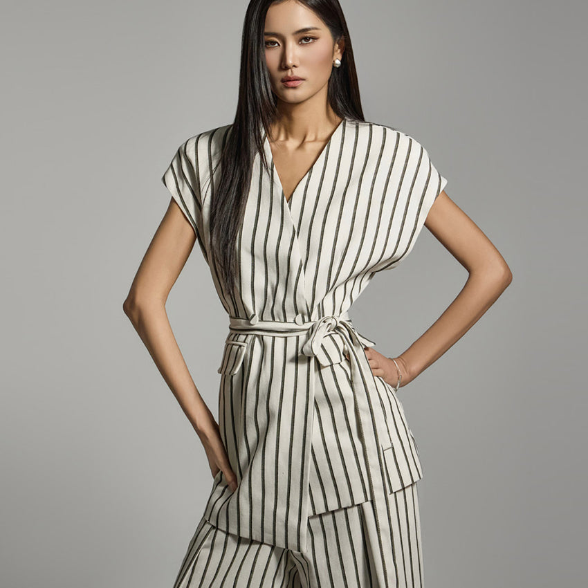 J2742 Linen Vest With Strap