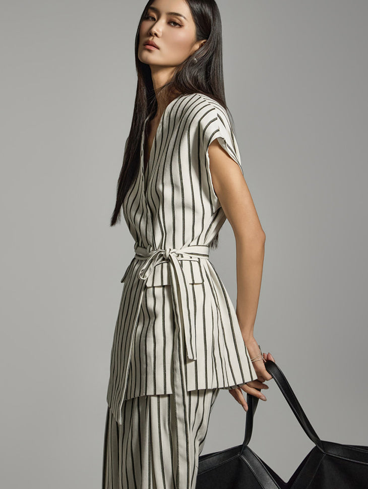 J2742 ストラップ付きリネンベスト