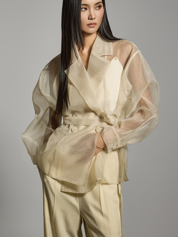 J2745 ベルト付きオーガンザジャケット