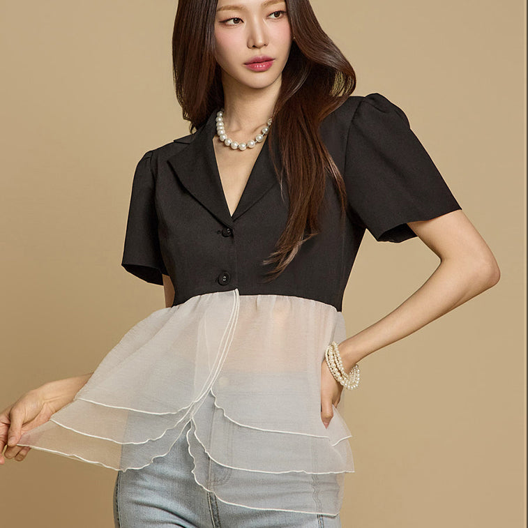 J2767 Tulle Layered Jacket