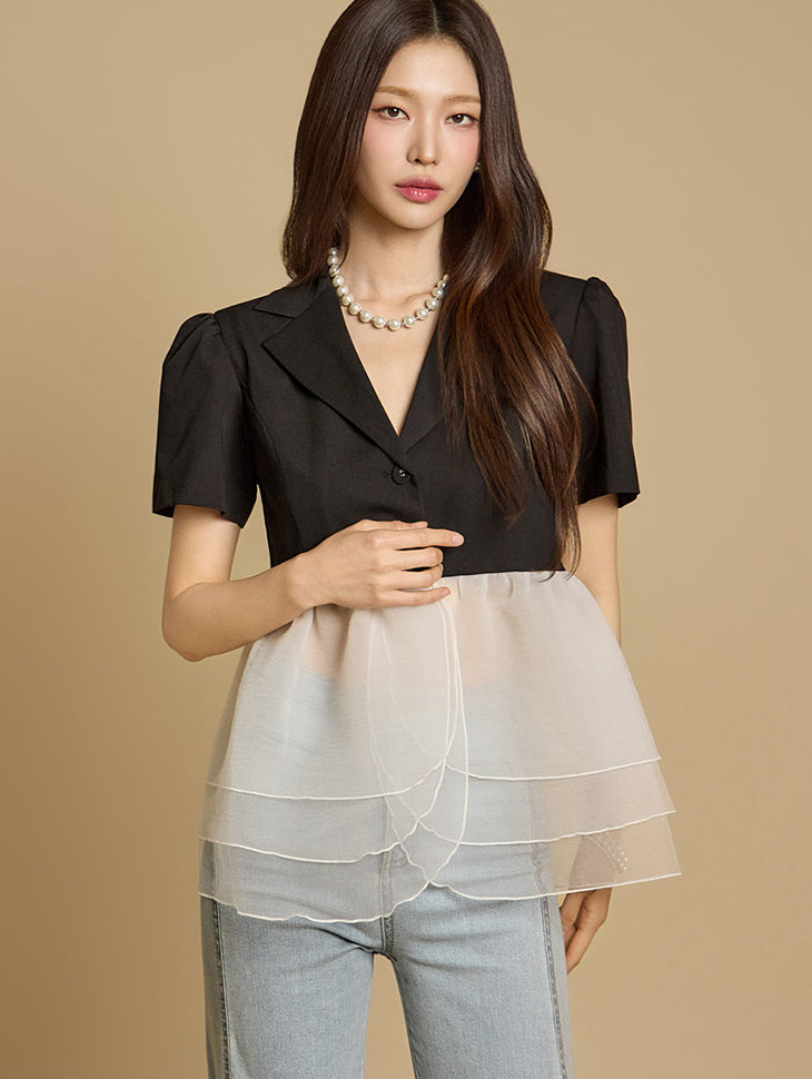 J2767 チュールレイヤードジャケット