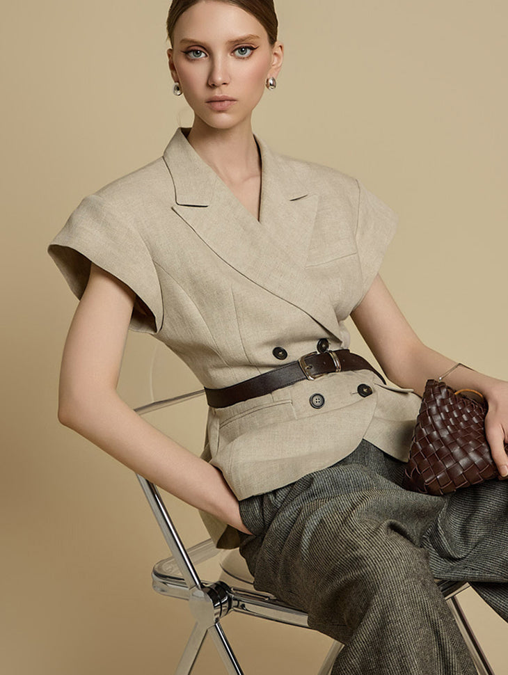 J2770 リネンベスト(ベルト付き)