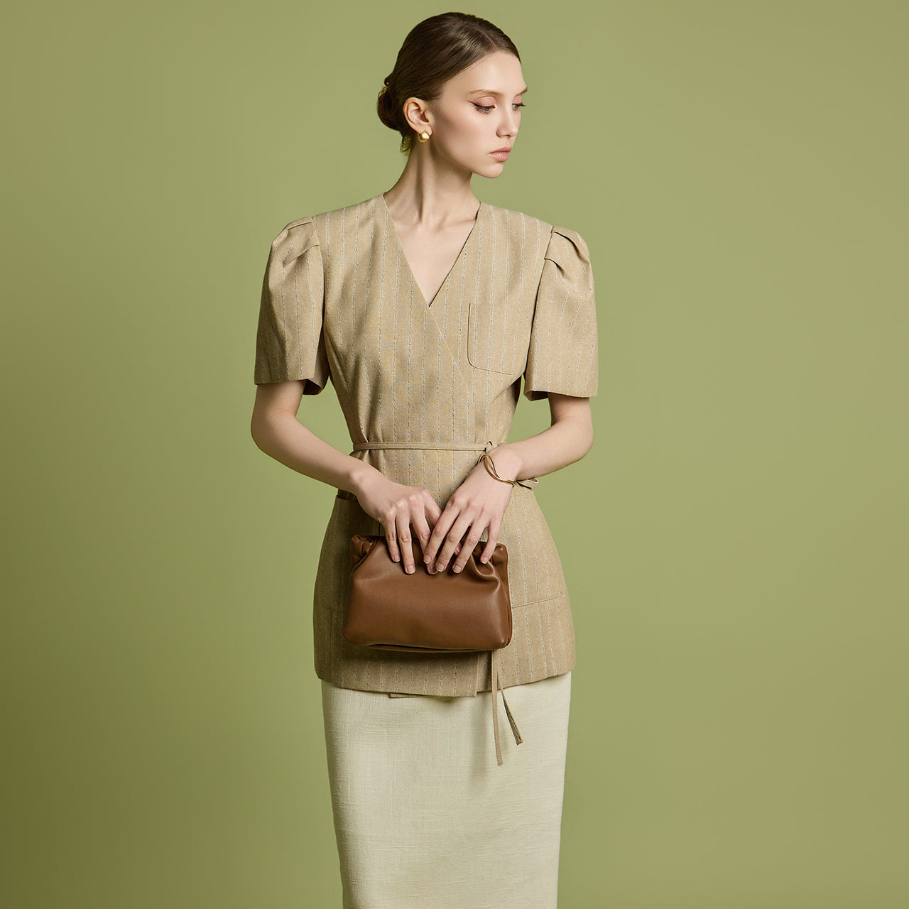 J2771 Linen Puff Sleeve Jacket