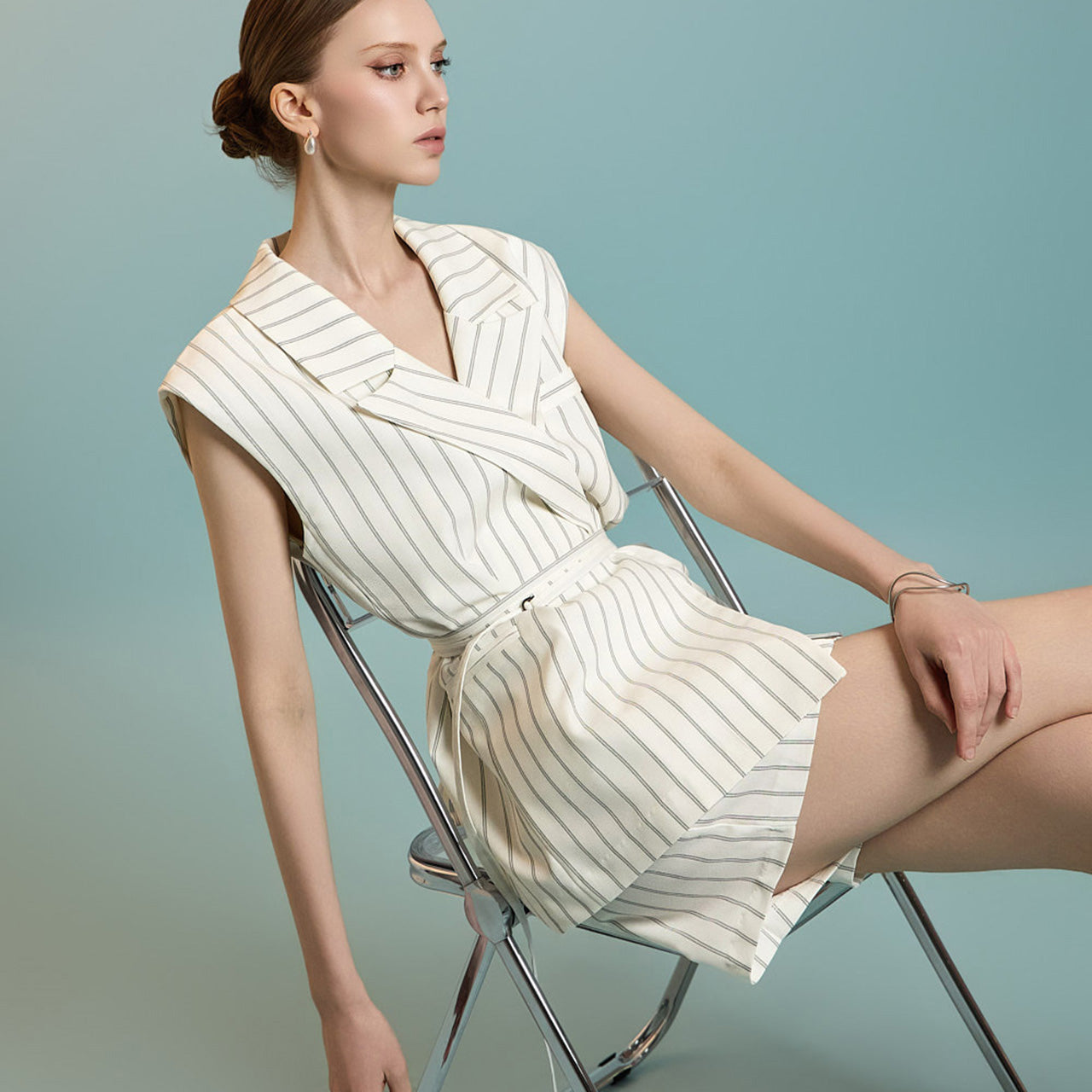 J2787 Stripe Vest with Belt