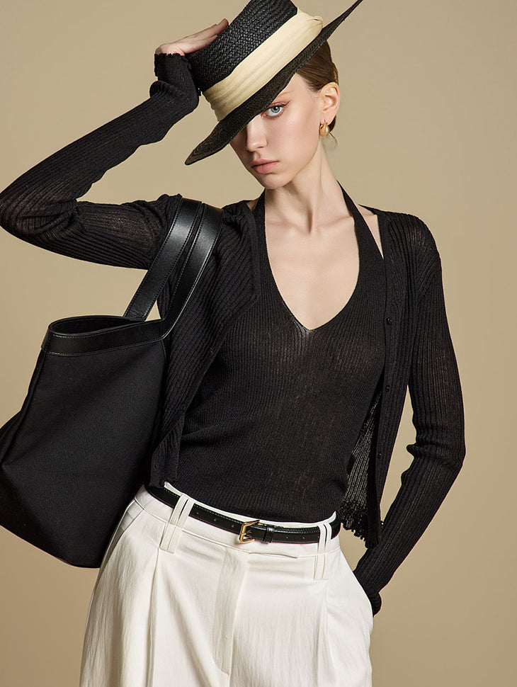 J2788 ホルターネック ノースリーブ セット カーディガン