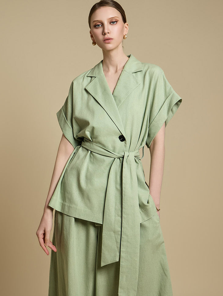 J2789 Linen Jacket with Strap