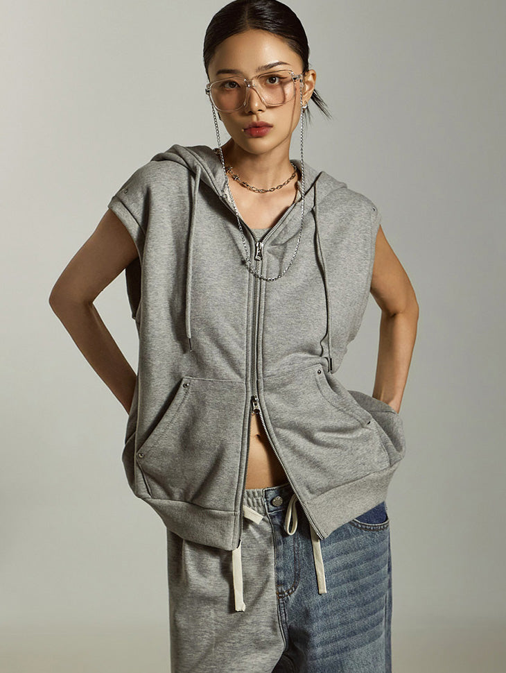 J2800 Hooded Vest Zip-Up Jacket