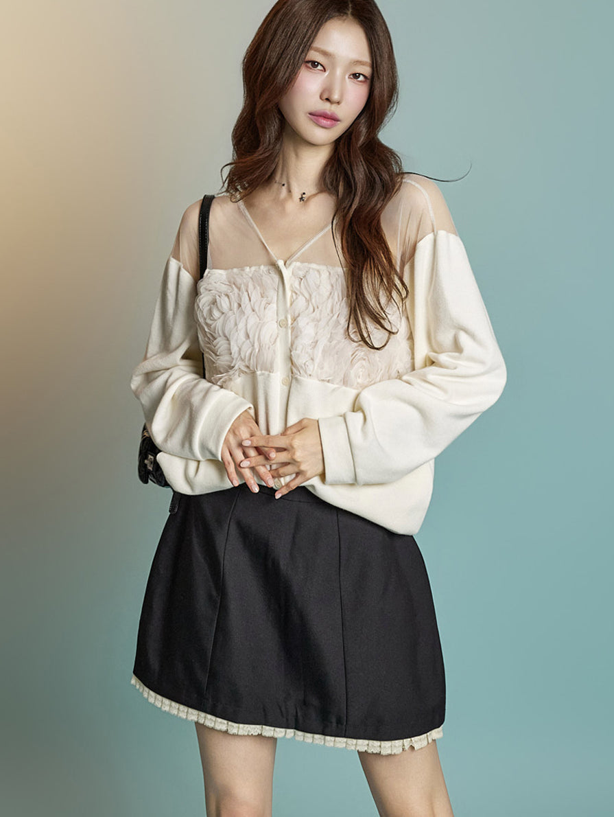 J2819 Sheer Rose Cardigan