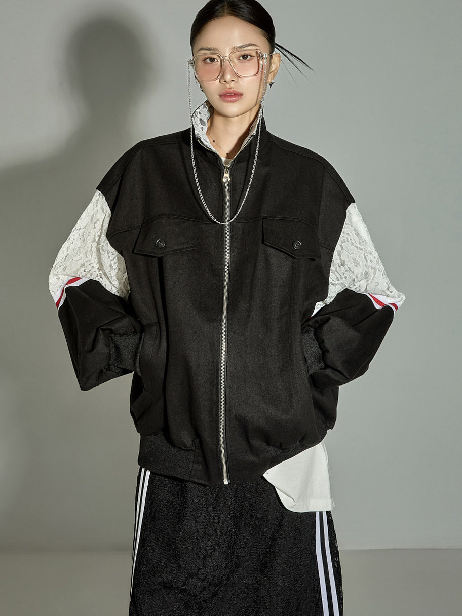 J2862 Lace Contrast Jacket