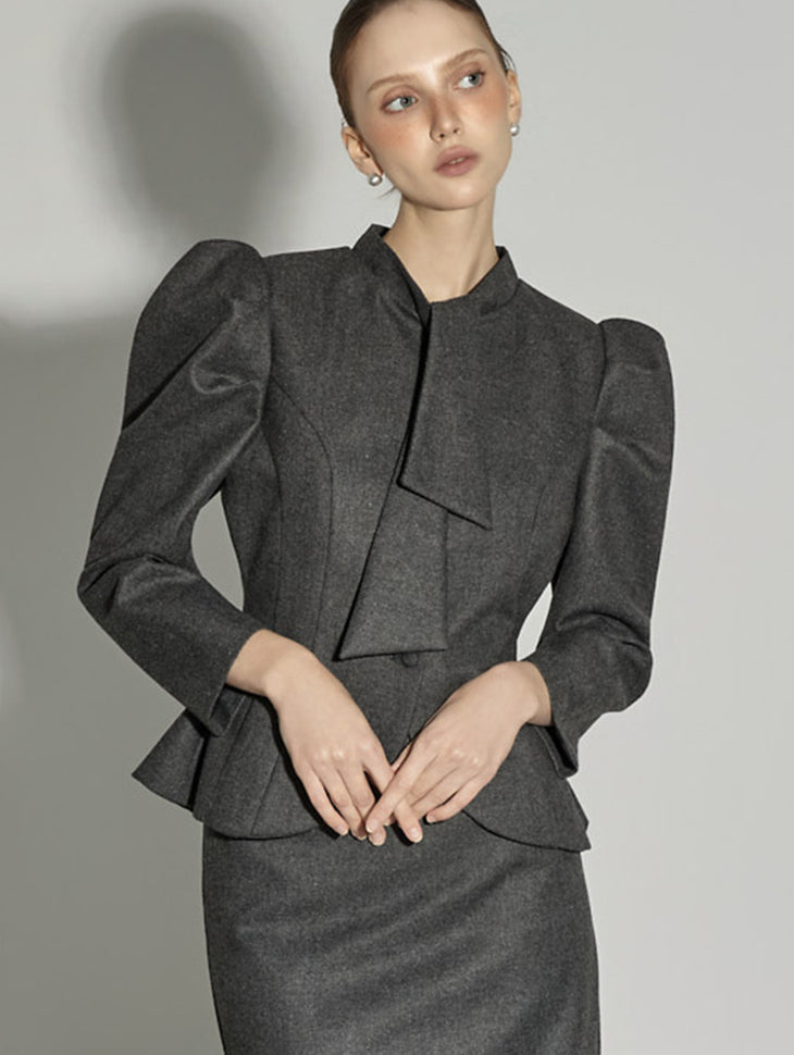 J2921 Wool Jacket with Tie