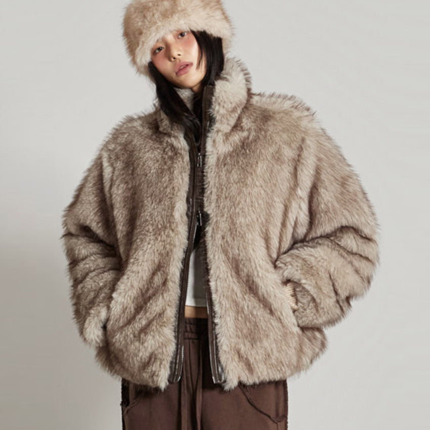 J2977 High-Neck Fur Jacket