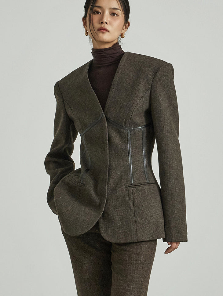 J2982 Corset Line Wool Jacket
